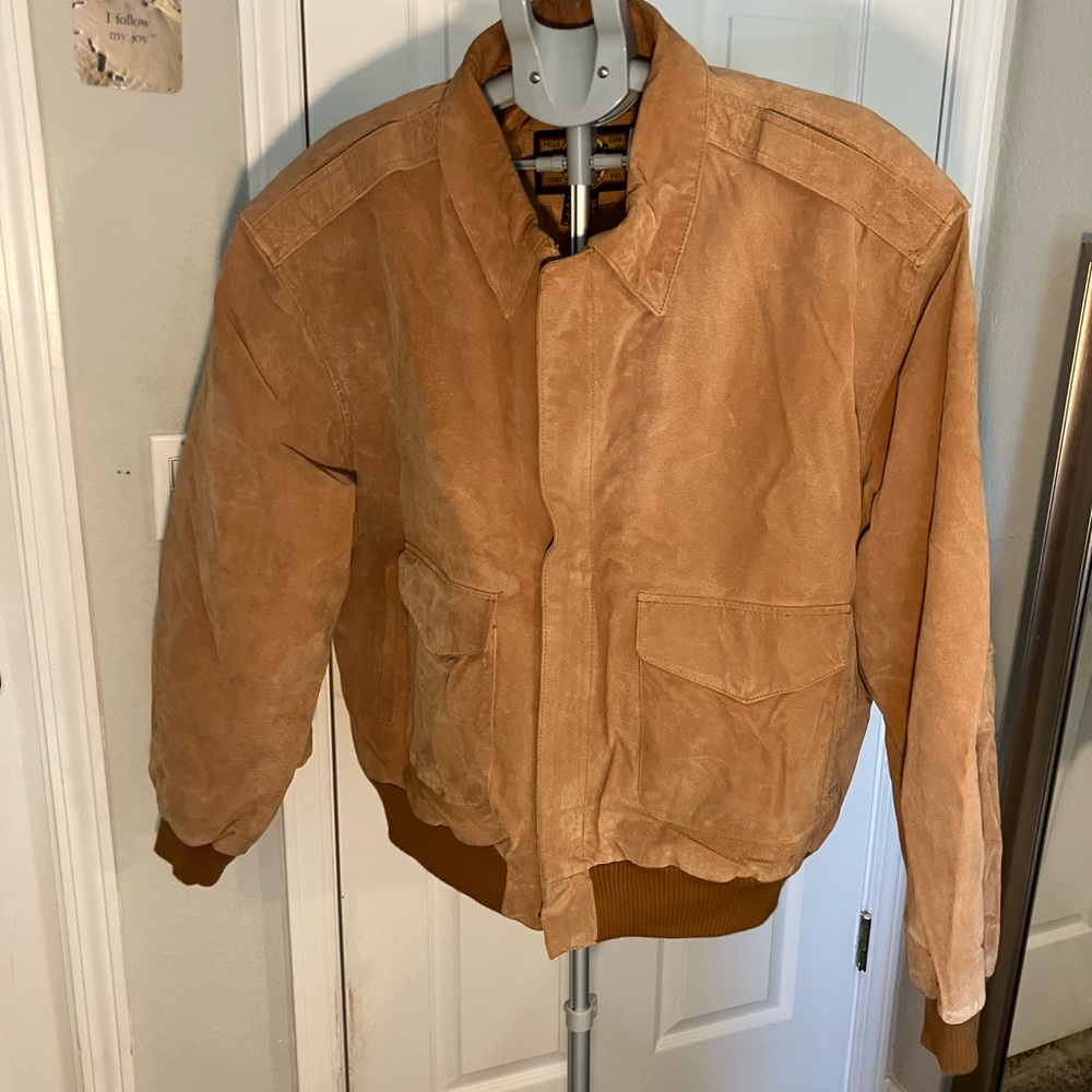 Vintage Men's Suede Tan Bomber Jacket